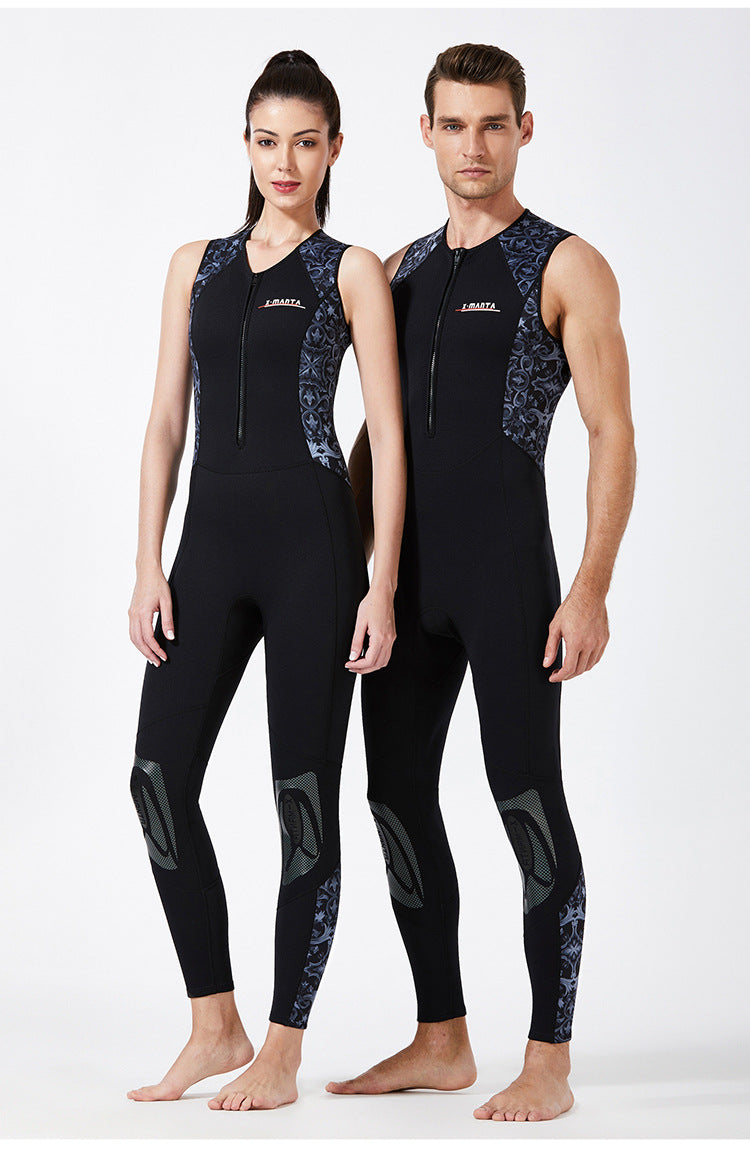 Long Diving Suit for Scuba Diving, Wet Suit, Sleeveless, Front Zip, Swimming, Surfing, Swimming, Sport Farmer John Style, 1.5mm,
