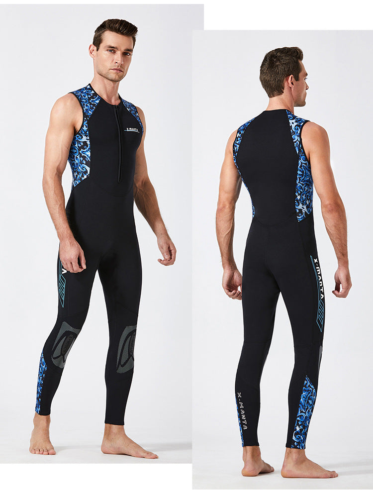 Long Diving Suit for Scuba Diving, Wet Suit, Sleeveless, Front Zip, Swimming, Surfing, Swimming, Sport Farmer John Style, 1.5mm,