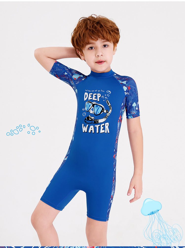 Children Swimwears Surf Suit Rash Guards Girls Boys One-Piece Swimsuit Thin Wetsuit Snorkeling Kayaking Kitesurf UPF50 Sunscreen