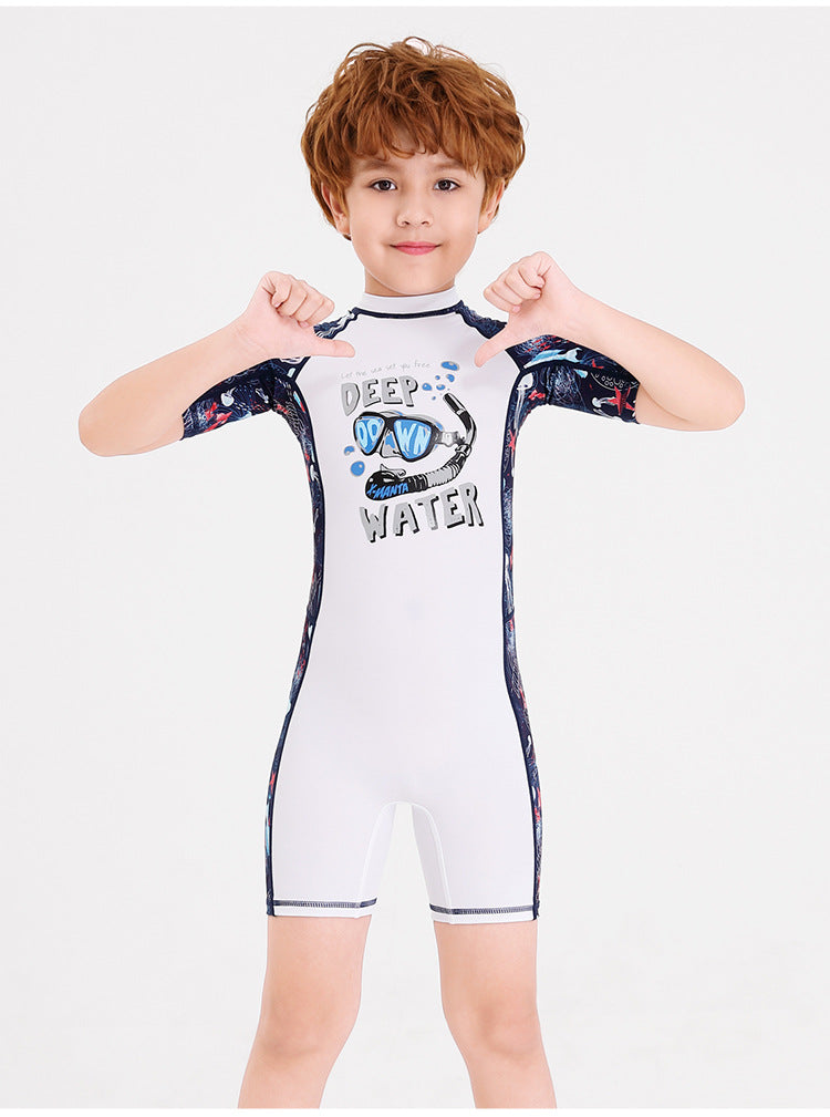 Children Swimwears Surf Suit Rash Guards Girls Boys One-Piece Swimsuit Thin Wetsuit Snorkeling Kayaking Kitesurf UPF50 Sunscreen