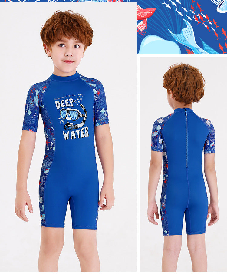 Children Swimwears Surf Suit Rash Guards Girls Boys One-Piece Swimsuit Thin Wetsuit Snorkeling Kayaking Kitesurf UPF50 Sunscreen