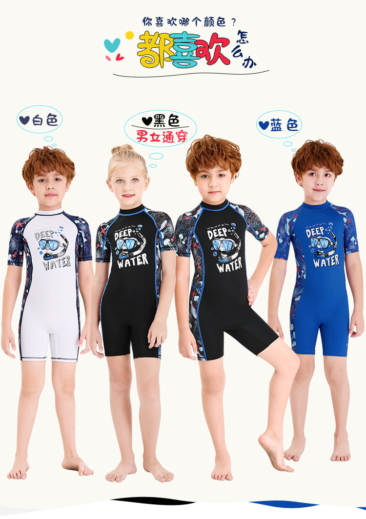 Children Swimwears Surf Suit Rash Guards Girls Boys One-Piece Swimsuit Thin Wetsuit Snorkeling Kayaking Kitesurf UPF50 Sunscreen