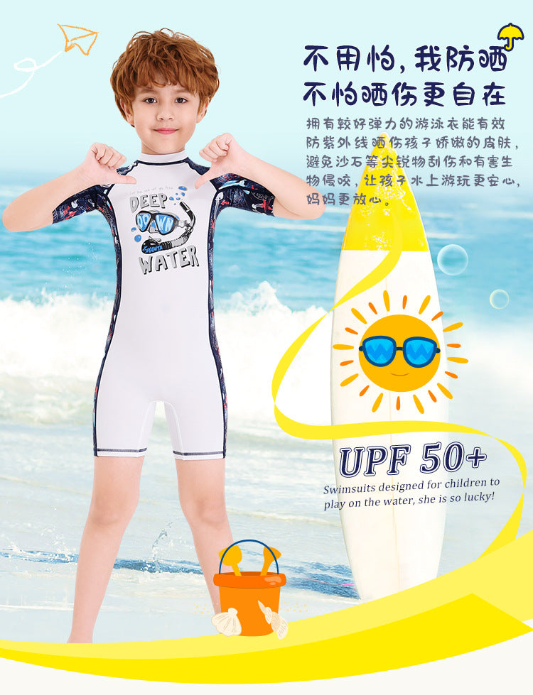 Children Swimwears Surf Suit Rash Guards Girls Boys One-Piece Swimsuit Thin Wetsuit Snorkeling Kayaking Kitesurf UPF50 Sunscreen