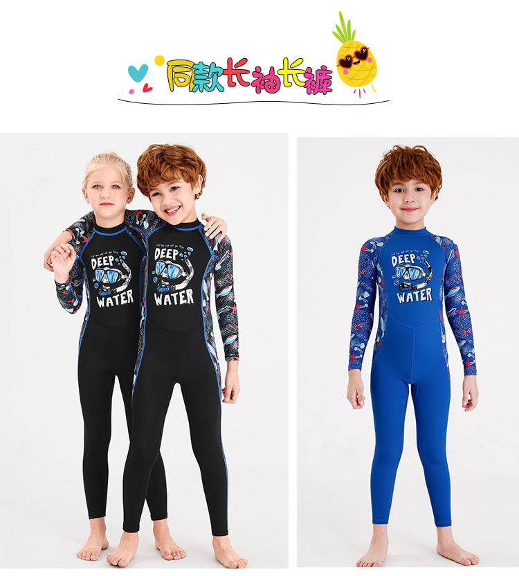 Children Swimwears Surf Suit Rash Guards Girls Boys One-Piece Swimsuit Thin Wetsuit Snorkeling Kayaking Kitesurf UPF50 Sunscreen