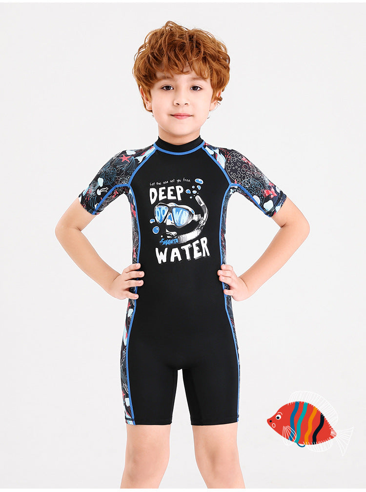 Children Swimwears Surf Suit Rash Guards Girls Boys One-Piece Swimsuit Thin Wetsuit Snorkeling Kayaking Kitesurf UPF50 Sunscreen