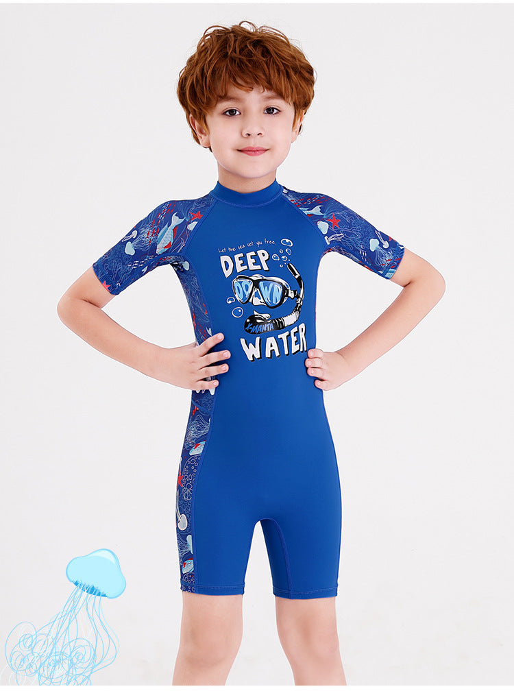 Children Swimwears Surf Suit Rash Guards Girls Boys One-Piece Swimsuit Thin Wetsuit Snorkeling Kayaking Kitesurf UPF50 Sunscreen