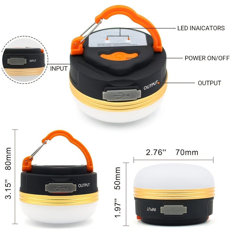 Rechargeable LED Camping Lantern with Magnet Base - Portable Tent Light with 300LM Brightness and 4 Light Modes - Perfect for Camping, Hiking, Fishing, and Outdoor Emergencies