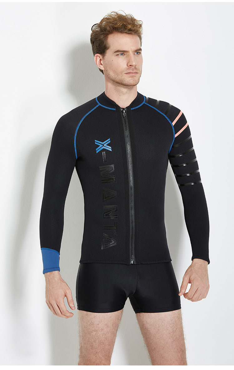 3MM Wetsuit Neoprene Men Underwater Kitesurf Surf Surfing Spearfishing Jacket Front Zip Wetsuit Scuba Diving Snorkeling