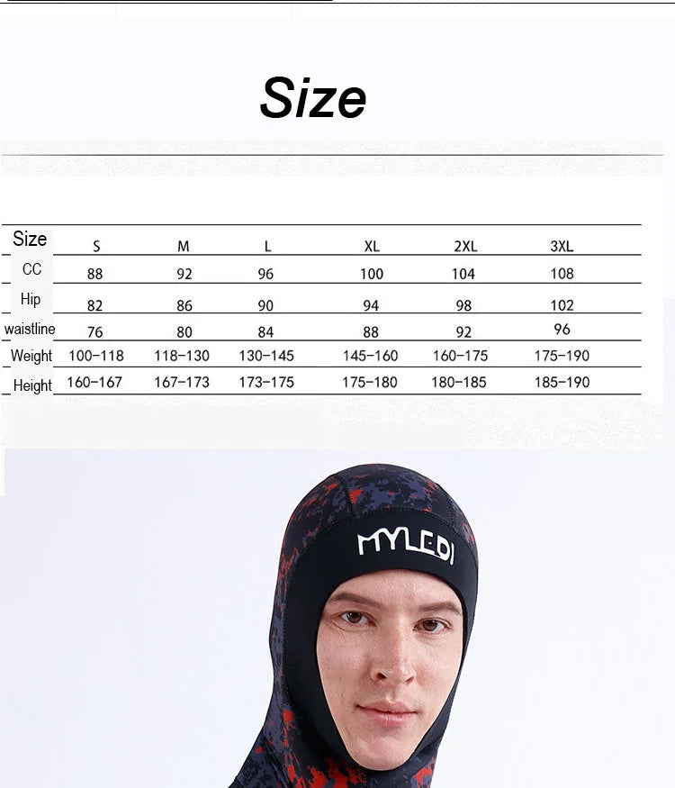 2 Pieces Of Neoprene Submersible 5MM Camouflage Wetsuit Long Sleeve Fission Hooded For Men Keep Warm Waterproof Diving Suit