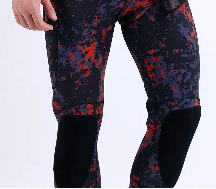 2 Pieces Of Neoprene Submersible 5MM Camouflage Wetsuit Long Sleeve Fission Hooded For Men Keep Warm Waterproof Diving Suit