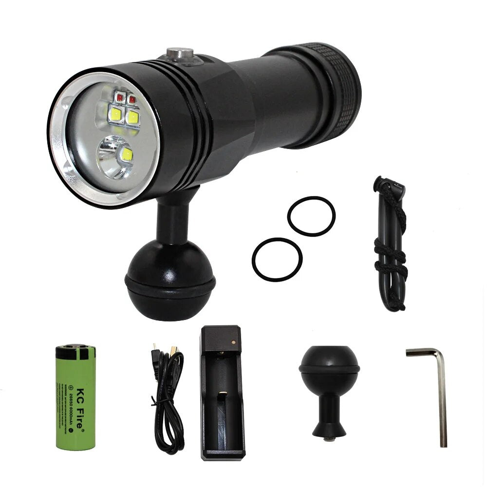 Uranusfire Video Diving Fill Light underwater Lamp XM-L2 XPE led 3 modes White Red Photography Tactical dive torch Flashlight
