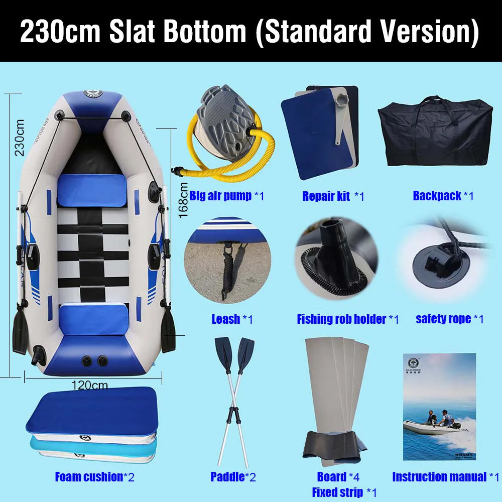 3 person 2.3m length rowing boats professional inflatable fishing inflatable laminated wear resistant boat