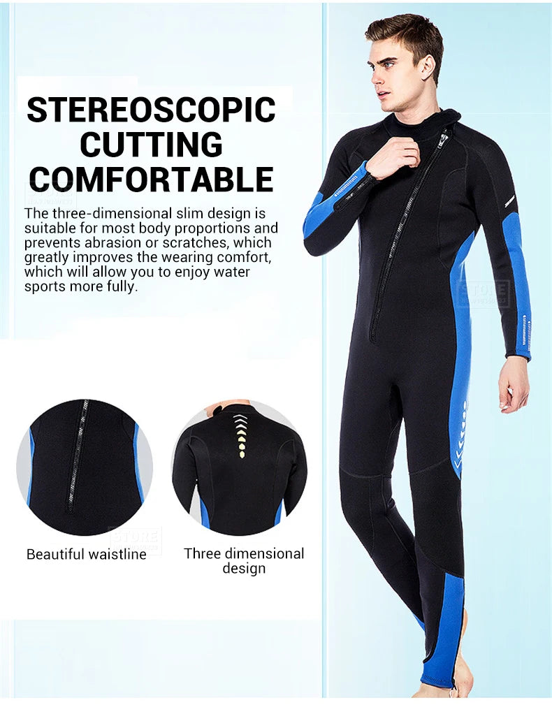 3MM Neoprene Wetsuit Men Surf Scuba Diving Suit Equipment Underwater Fishing Spearfishing Kitesurf Swimwear Wet Suit Equipment