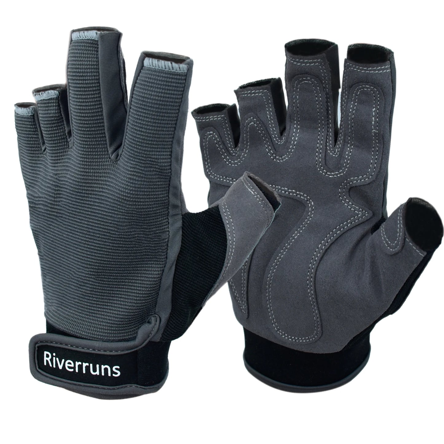 Riverruns Fingerless Fishing Gloves Sun Protection for Men Fishing, Paddling, Sailing, Rowing and Hiking.
