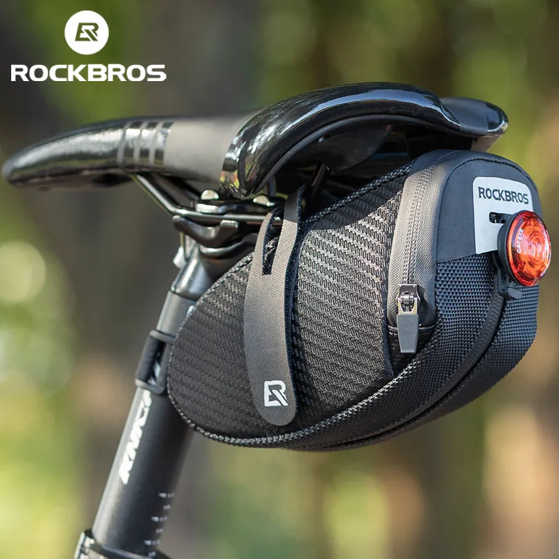 Rockbros saco de selim de bicicleta 3d escudo à prova de chuva reflexivo à prova de choque ciclismo tubo traseiro selim saco acessórios da bicicleta