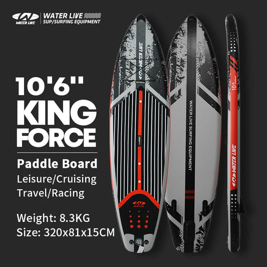 WATER LIVE King Force 10’6" Surfing Board Inflatable Paddle Board Aquatic Sports Stand Up Surfing Board Fishing Racing 10’ 6"x32
