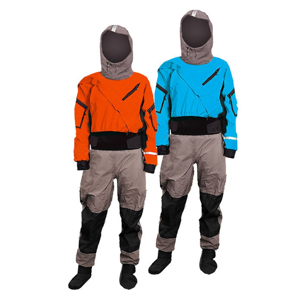Terno seco feminino com capuz, entrada frontal e bolsos de manga com zíper, à prova d'água, roupa seca totalmente feminina para remadores e surf