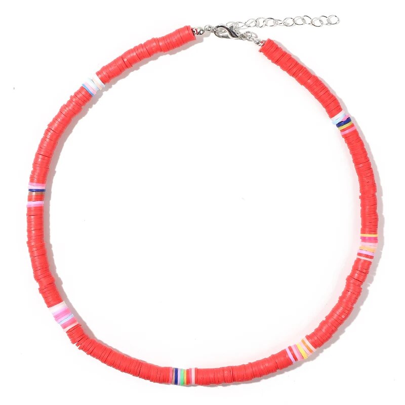 G.YCX Rainbow Color Heishi Necklace Choker Women Men Disc Vinyl Clay Bead Boho Necklace Summer African surf Couple Jewelry