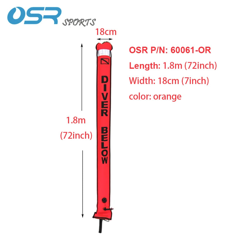 1.2M/1.5M/1.8M Scuba Diving High Quality Scuba Diving Inflatable Safety Sausage Signal Surface Buoy (SMB) Tube
