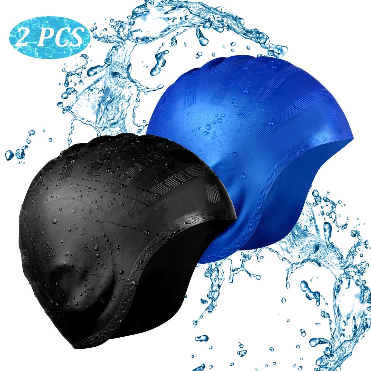 Adults High Elastic Swimming Caps Men Women Waterproof Swimming Pool Cap Protect Ears Long Hair Large Silicone Diving Hat