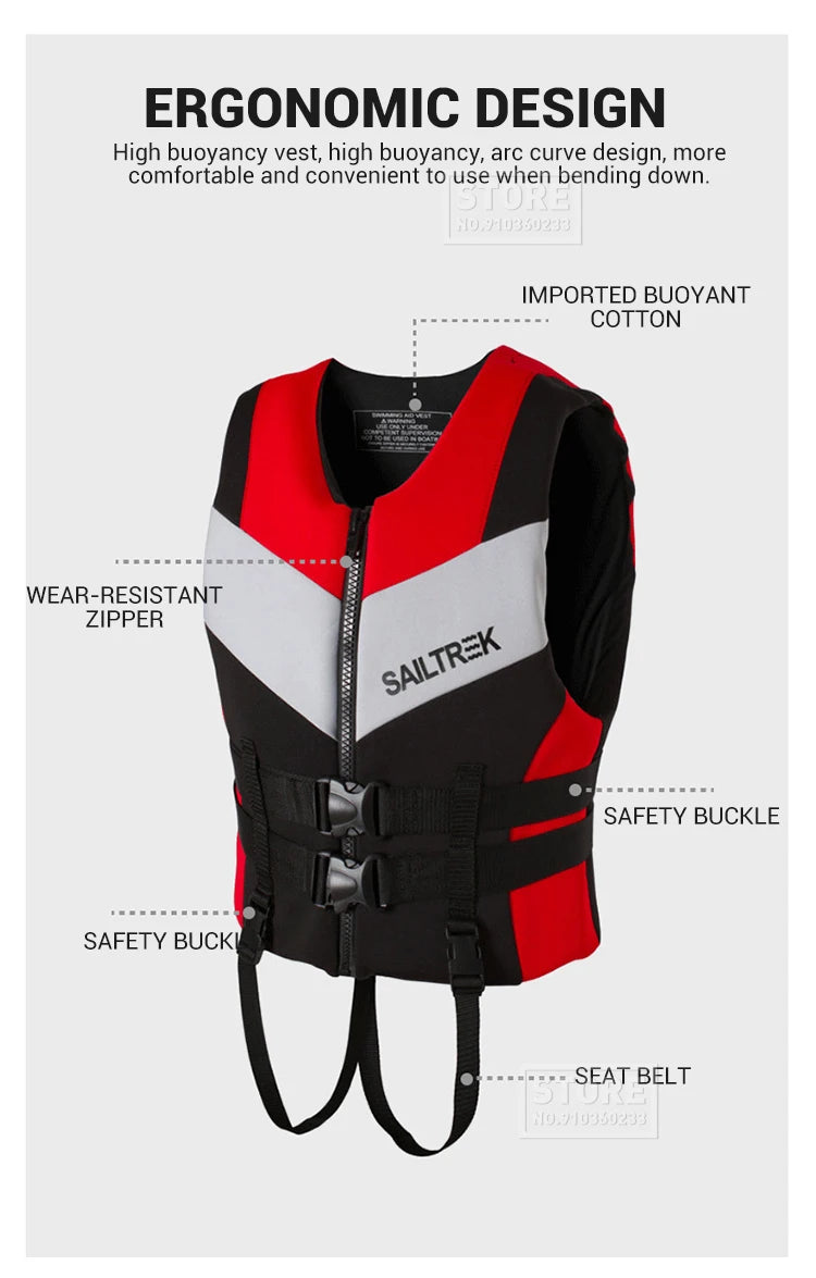 Kayak Life Jacket Adults Surf Life Vest Motorboats jet ski Wake board Raft Rescue Boat Clothing Fishing Vest Swimming Drifting