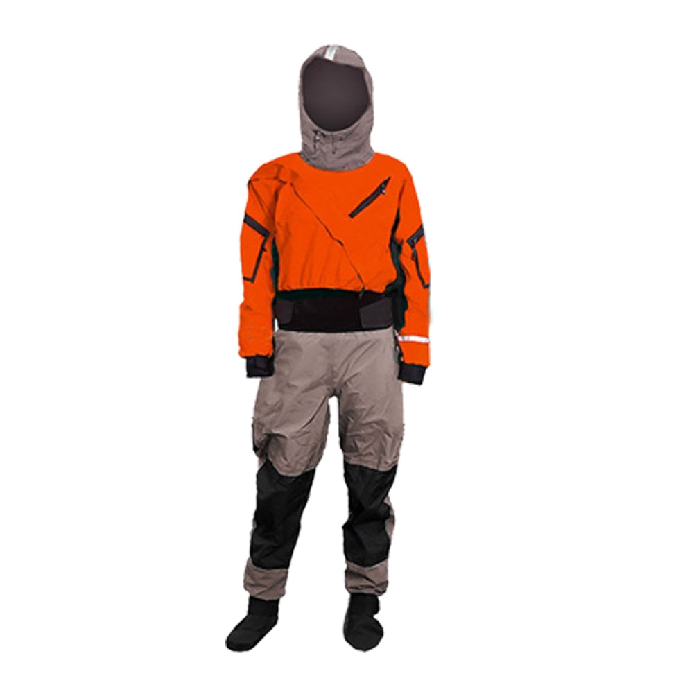 Terno seco feminino com capuz, entrada frontal e bolsos de manga com zíper, à prova d'água, roupa seca totalmente feminina para remadores e surf