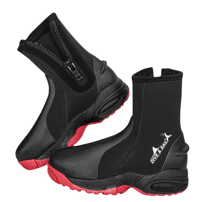 Neoprene Scuba Diving Boots, Water Shoes, Vulcanization, Cold Proof, High Upper, Warm Fins, Spearfishing, 5mm, Winter