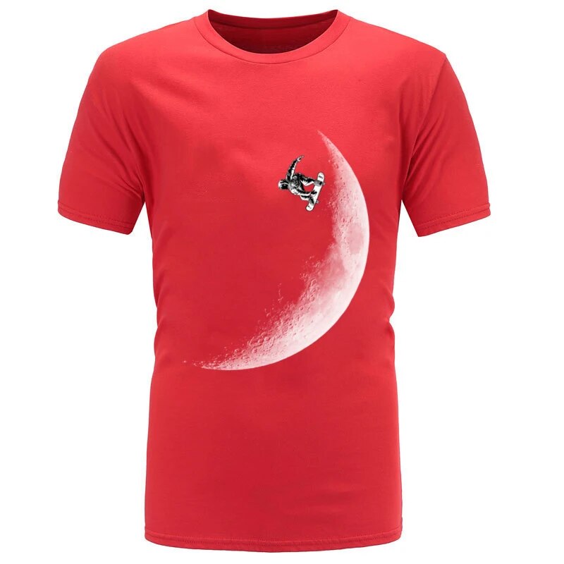 Windsurf Skateboarder Elon Musk Tshirt Moon Mars CCCP Russia Normal T Shirt O-Neck Loose Casual Father Tee Shirt Customized Man