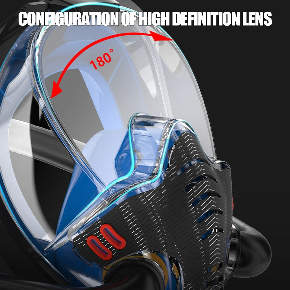 Scuba Diving Mask Double Breathing Tube Respiratory Snorkeling Face Goggles Men Women Waterproof Swimming Equipment