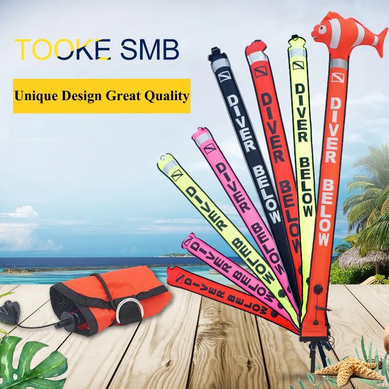 1.2M/1.5M/1.8M Professional High Quality Scuba Diving Inflatable Safety Sausage Signal Tube Surface Buoy (SMB) Diver Below