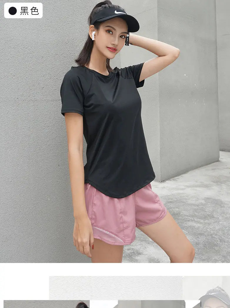 Women Sport T-shirt Quick Drying Mesh Sweat Wicking Short Sleeve Loose Slim Bodybuilding Fitness Gym Clothing