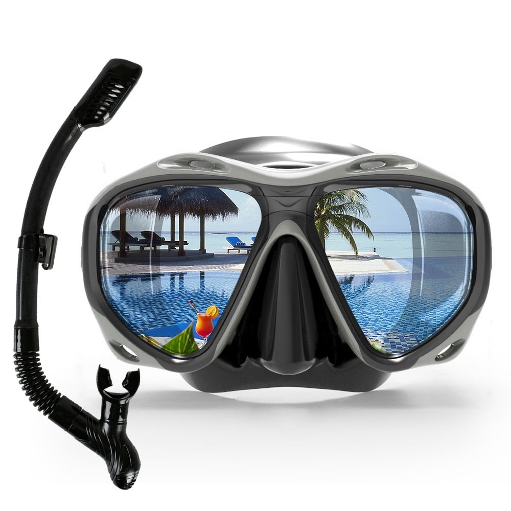 Underwater Brand Professional Scuba Snorkels Mask Diving Mask Equipment Goggles Glasses Diving Swimming Easy Breath Tube Set
