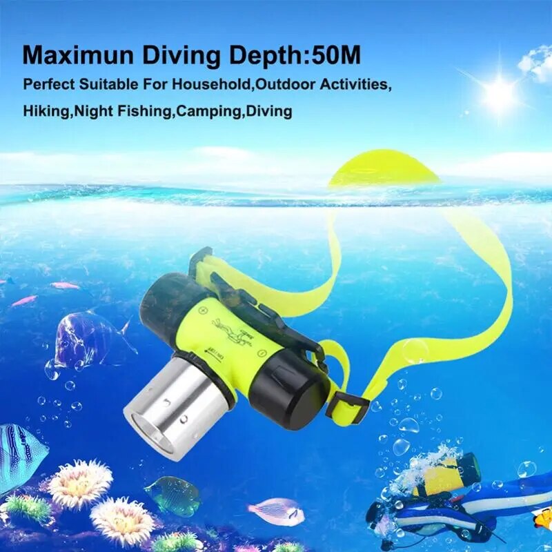 Waterproof xmL-LED Diving Swimming Headlamp Underwater Headlight Fishing Lamp Use 18650 Battery LED Flashlight