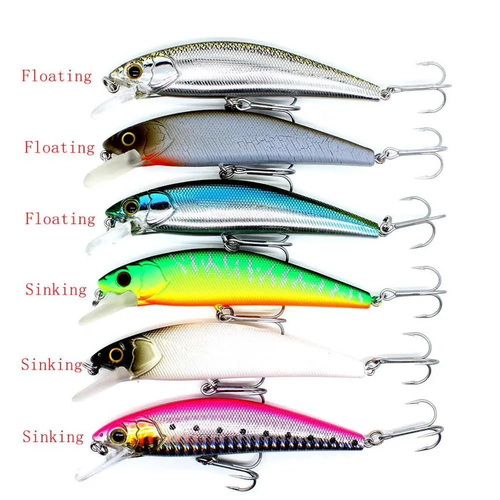 AOCLU Floating Wobbler Jerkbait 95cm 12.3g Diving 1.6m Deep Hard Bait Minnow Crank Lure Bass Yield Fishing VMC Hook Flat Body