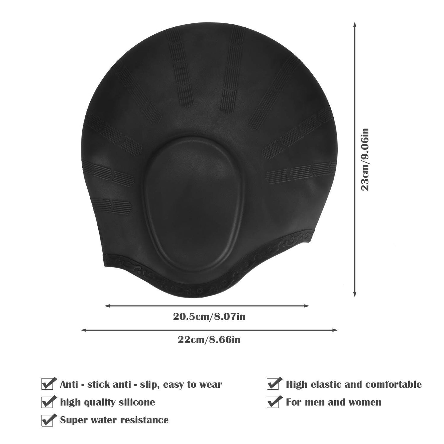 Adults High Elastic Swimming Caps Men Women Waterproof Swimming Pool Cap Protect Ears Long Hair Large Silicone Diving Hat