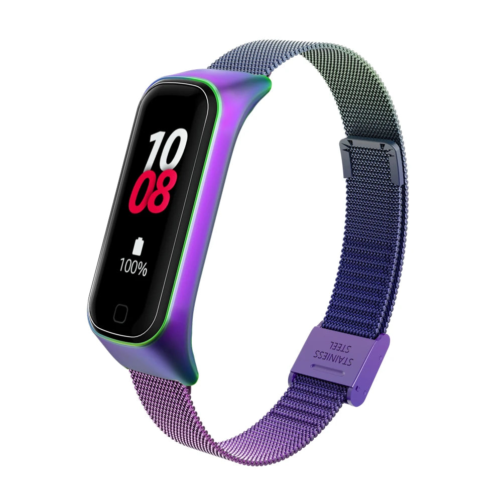 Pulseira de metal para samsung galaxy fit2 r220, pulseira de substituição em aço inoxidável para galaxy fit 2, pulseira de relógio inteligente