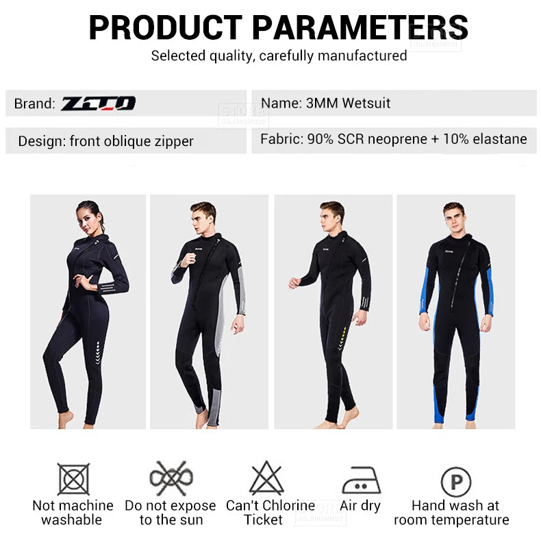 3MM Neoprene Wetsuit Men Surf Scuba Diving Suit Equipment Underwater Fishing Spearfishing Kitesurf Swimwear Wet Suit Equipment