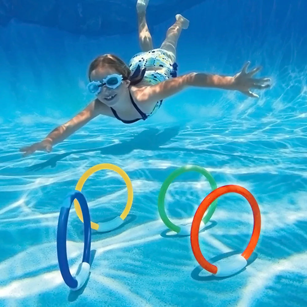 4pcs Diving Rings, Underwater Swimming Rings, Sinking Pool Toy For Kid Children