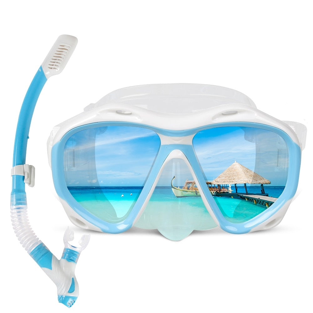 Underwater Brand Professional Scuba Snorkels Mask Diving Mask Equipment Goggles Glasses Diving Swimming Easy Breath Tube Set