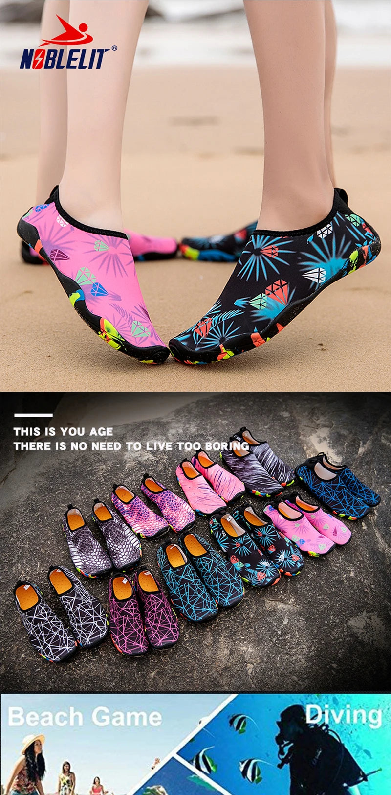 Men Women Beach Barefoot Aqua Socks Sneakers Water Shoes Gym Sports Surfing Diving Swimming Bathing Snorkeling Shoes Kids Adults