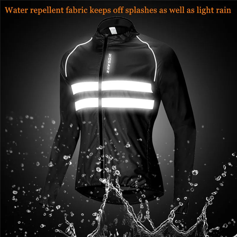 WOSAWE Ultralight Reflective Men's Cycling Jacket Long Waterproof Windproof Road Mountain Bike MTB Jackets Bicycle Windbreaker