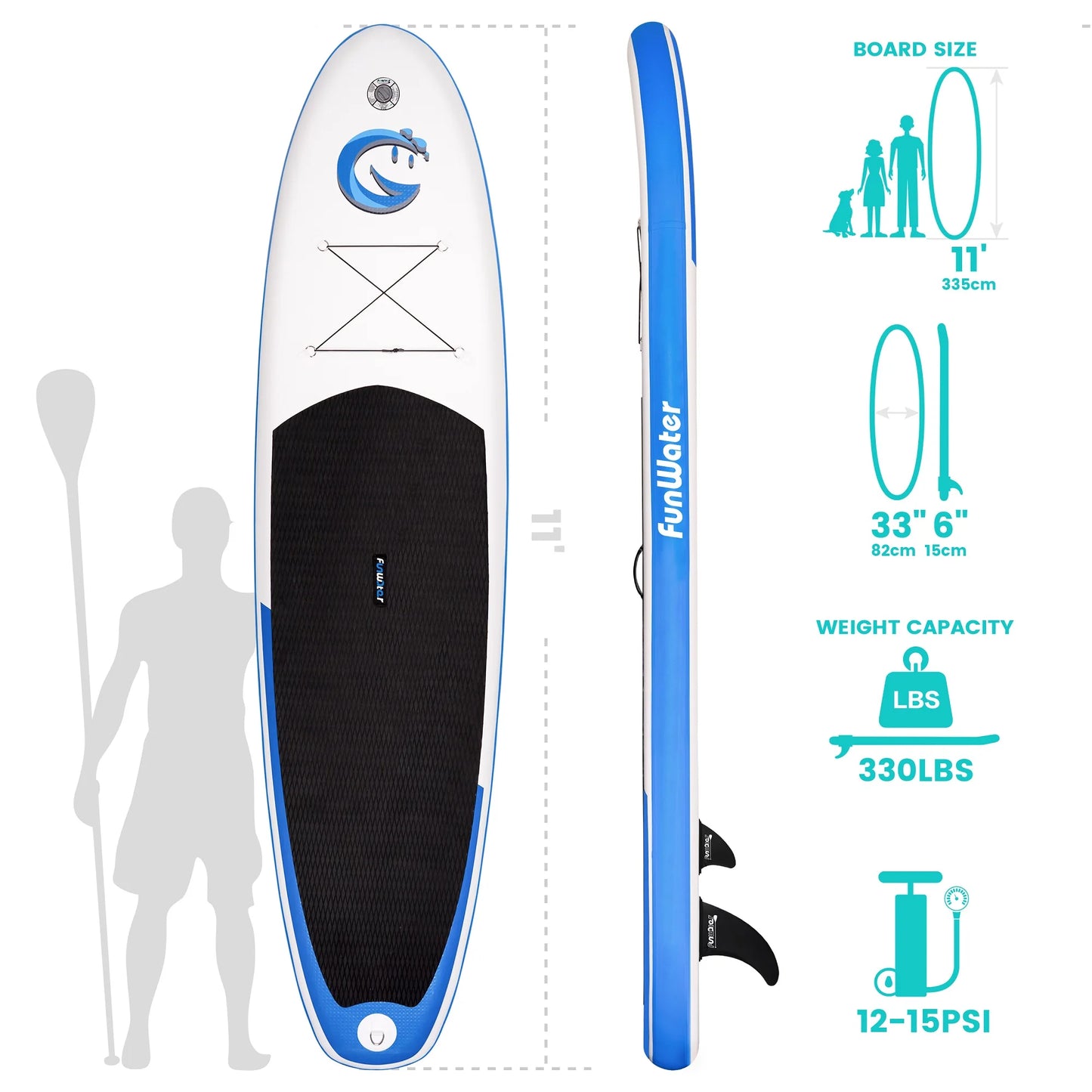 FUNWATER Dropshipping OEM 11' sup Paddle Board Inflatable Stand up Cheap Surfboard Surf Board Isup Watersports