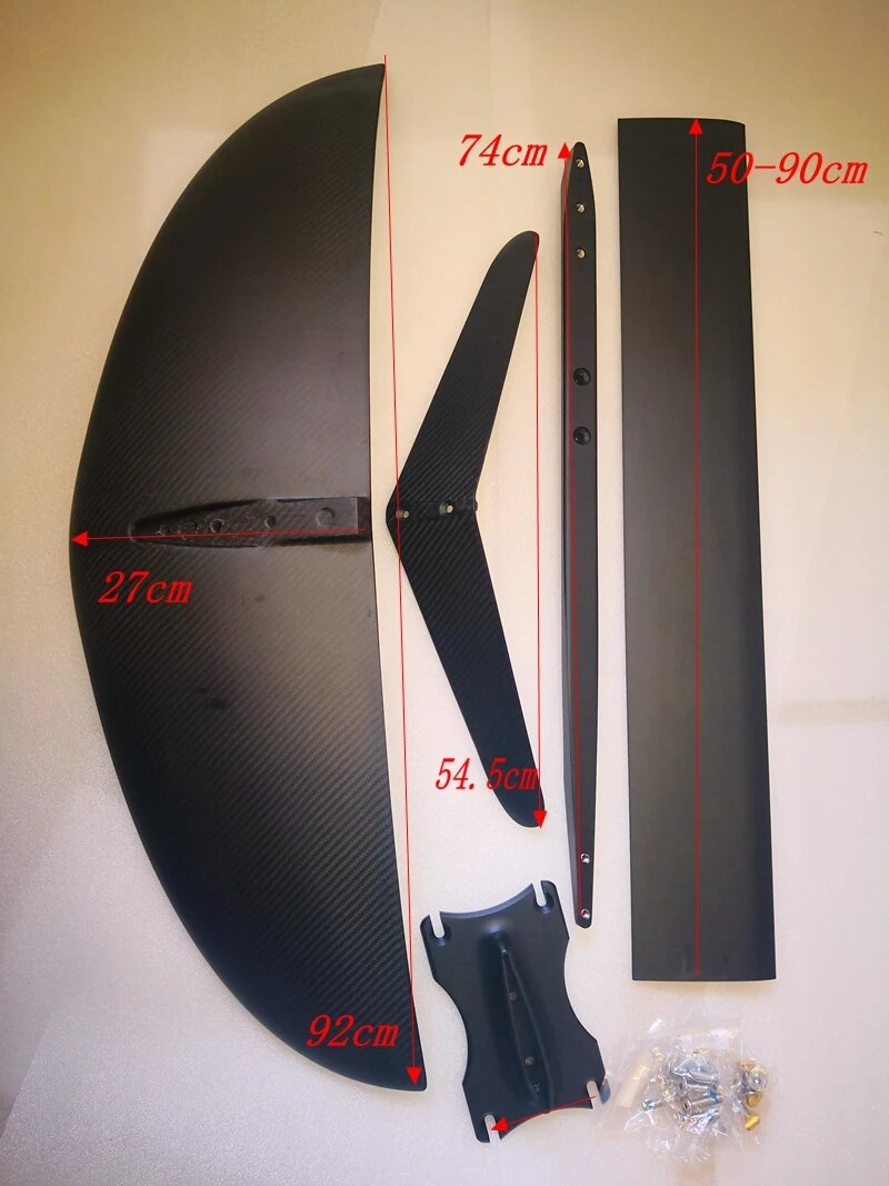 Larger L hydrofoil Pure 3K Carbon Wings+Aluminum fuselage mast plate Hydrofoil Foils for SUP Surf Foil