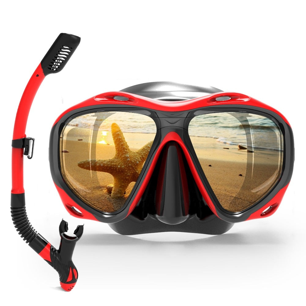 Underwater Brand Professional Scuba Snorkels Mask Diving Mask Equipment Goggles Glasses Diving Swimming Easy Breath Tube Set
