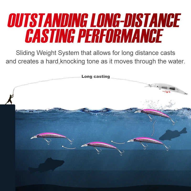 NOEBY Jerkbait Minnow Fishing Lure 110mm 19g Sinking Wobblers Sliding Weight System Artificial Bait for Sea Bass Fishing Lures