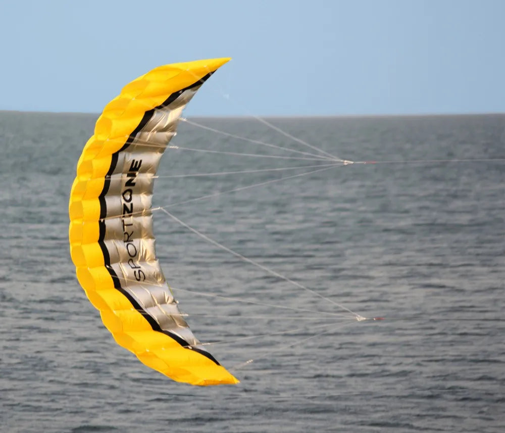 NEW High Quality  2.5m Yellow Dual Line Parafoil Kite  WithFlying Tools Power Braid Sailing Kitesurf Rainbow Sports Beach