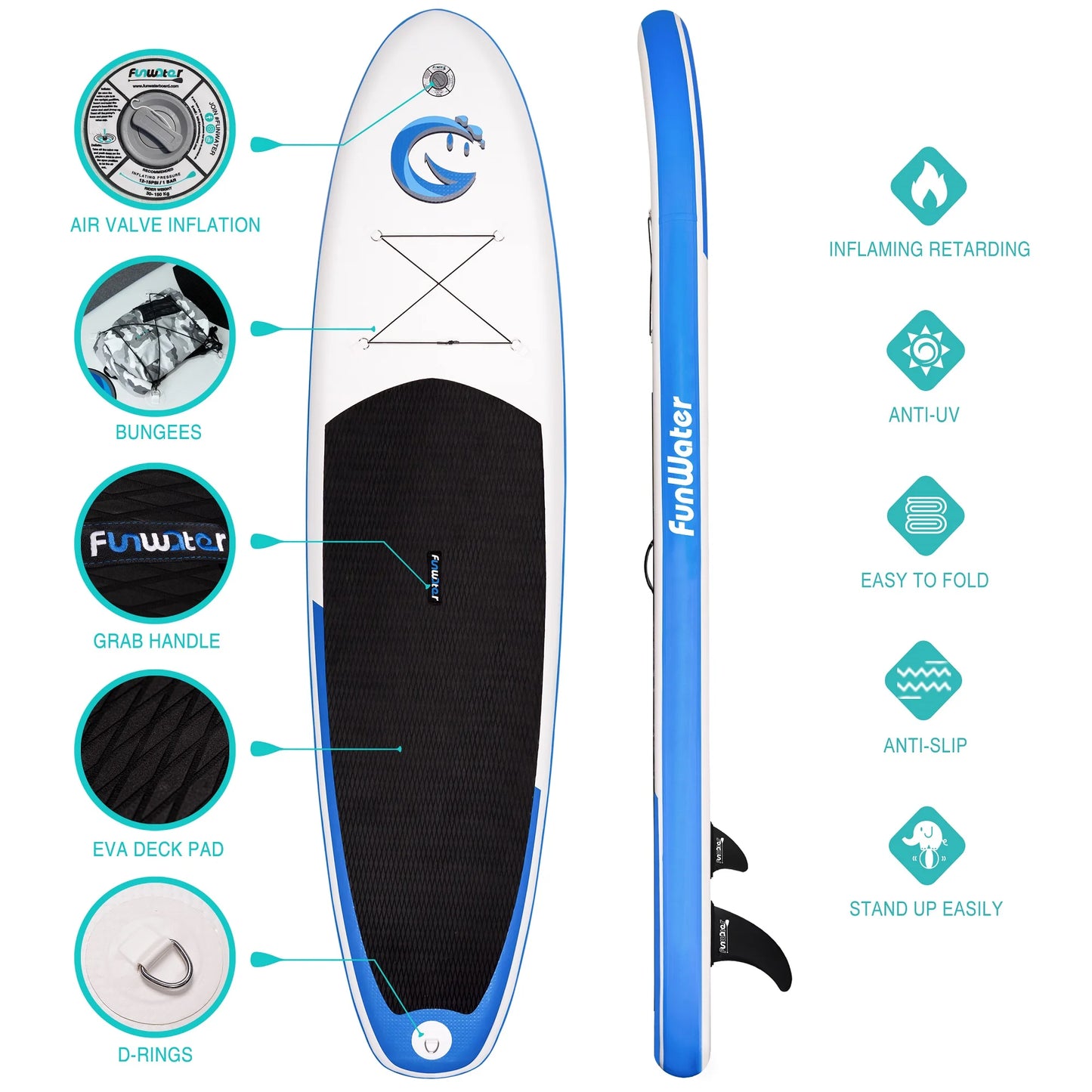 FUNWATER Dropshipping OEM 11' sup Paddle Board Inflatable Stand up Cheap Surfboard Surf Board Isup Watersports