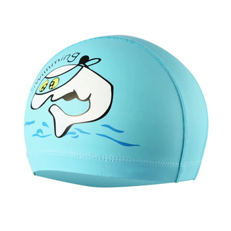 Cartoon Swimming Cap Boys Girls PU Children Waterproof Swimming Caps Kids Swim Pool Hats Ear Protector Colorful Baby Diving Hat