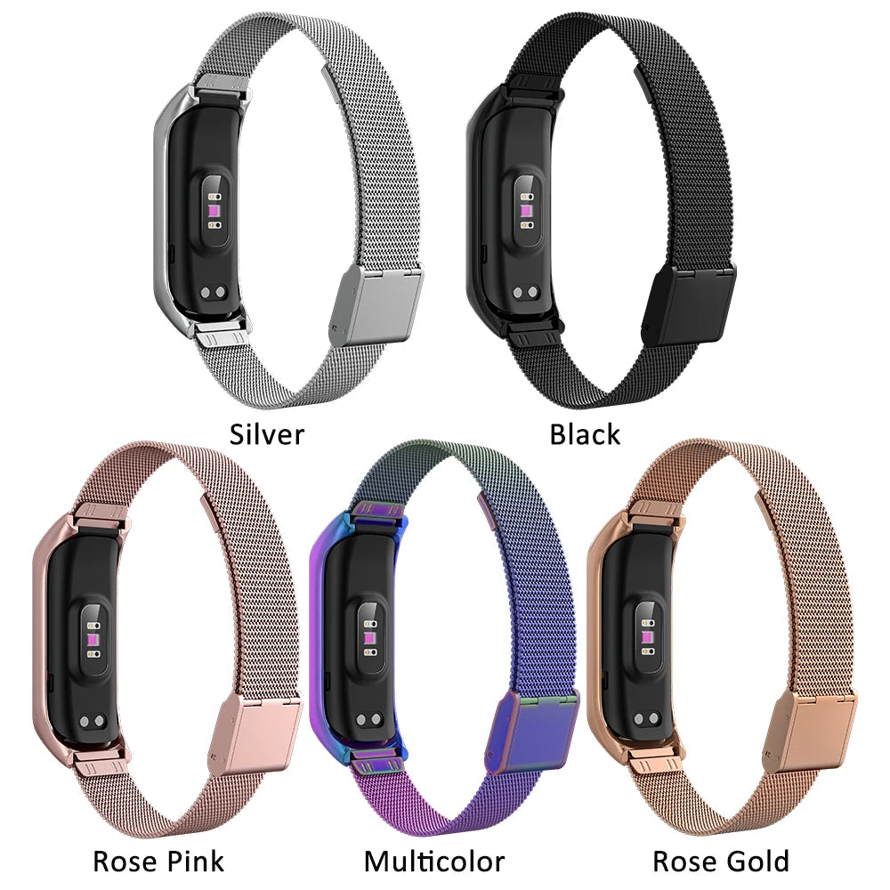 Pulseira de metal para samsung galaxy fit2 r220, pulseira de substituição em aço inoxidável para galaxy fit 2, pulseira de relógio inteligente