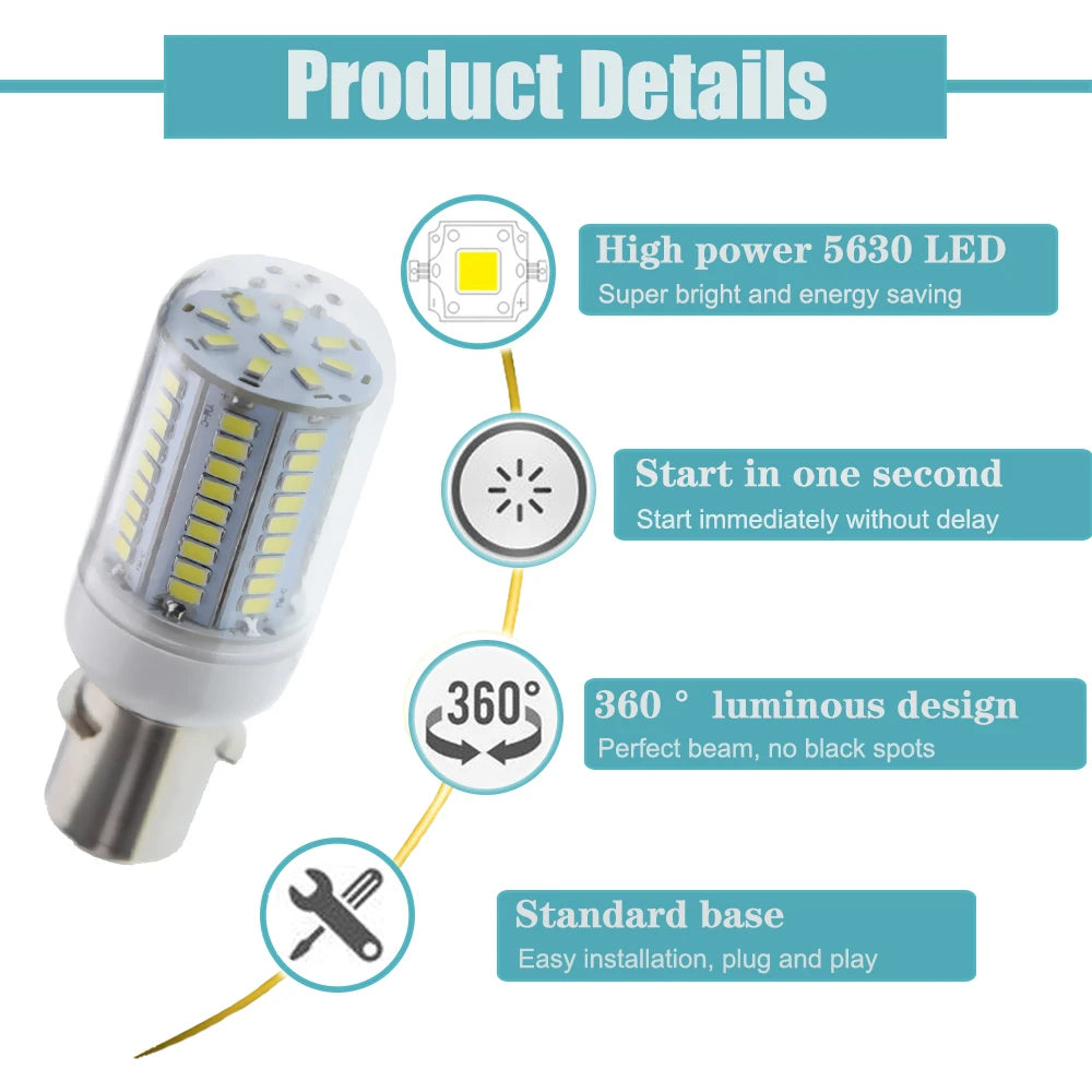 1Pcs LED Marine Lights P28S 24V 36V 48V 120V 220V Professional Sailing Bulb 5630 81SMD Super Bright White 6000K Navigation Lamp